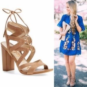 Sam Edelman Blush/ Nude Lace-Up Heels , Shoes